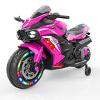 AJOOSOS 12V Electric Motorcycle for Kids 3-11 Years Old, 4 MPH Max Speed, LED Lights, Bluetooth Music, Battery Powered