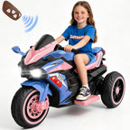 AJOOSOS 12V Electric Motorcycle for Kids 3-5 Years Old, 4 MPH Max Speed, 3 Flash Wheels