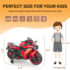 AJOOSOS 12V Electric Motorcycle for Kids 3-11 Years Old, 4 MPH Max Speed, LED Lights, Bluetooth Music, Battery Powered