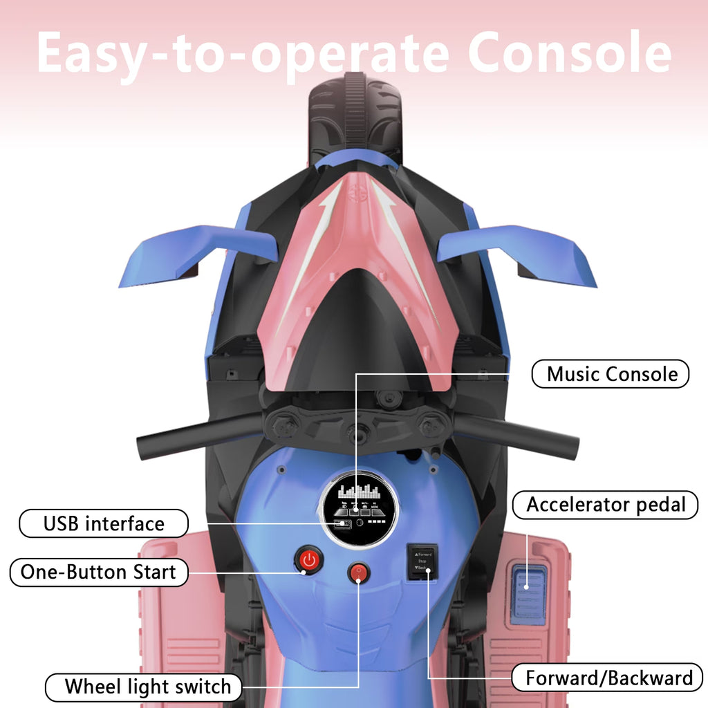 AJOOSOS 12V Electric Motorcycle for Kids 3-5 Years Old, 4 MPH Max Speed, 3 Flash Wheels
