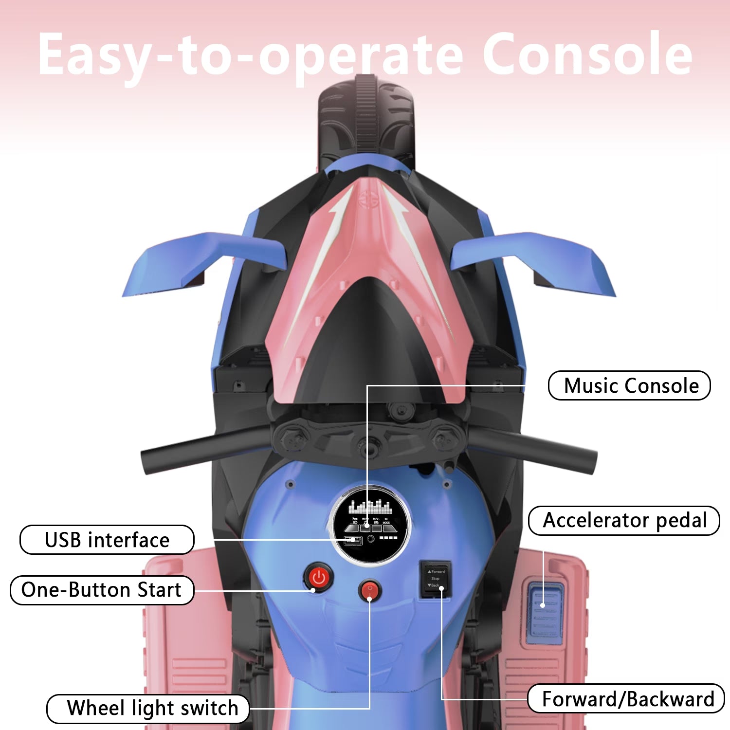 AJOOSOS 12V Electric Motorcycle for Kids 3-5 Years Old, 4 MPH Max Speed, 3 Flash Wheels