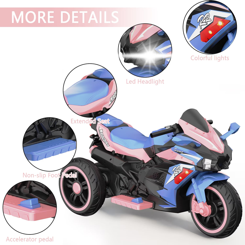 AJOOSOS 12V Electric Motorcycle for Kids 3-5 Years Old, 4 MPH Max Speed, 3 Flash Wheels