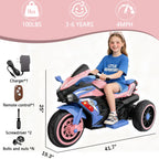 AJOOSOS 12V Electric Motorcycle for Kids 3-5 Years Old, 4 MPH Max Speed, 3 Flash Wheels