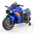AJOOSOS 12V Electric Motorcycle for Kids 3-11 Years Old, 4 MPH Max Speed, LED Lights, Bluetooth Music, Battery Powered