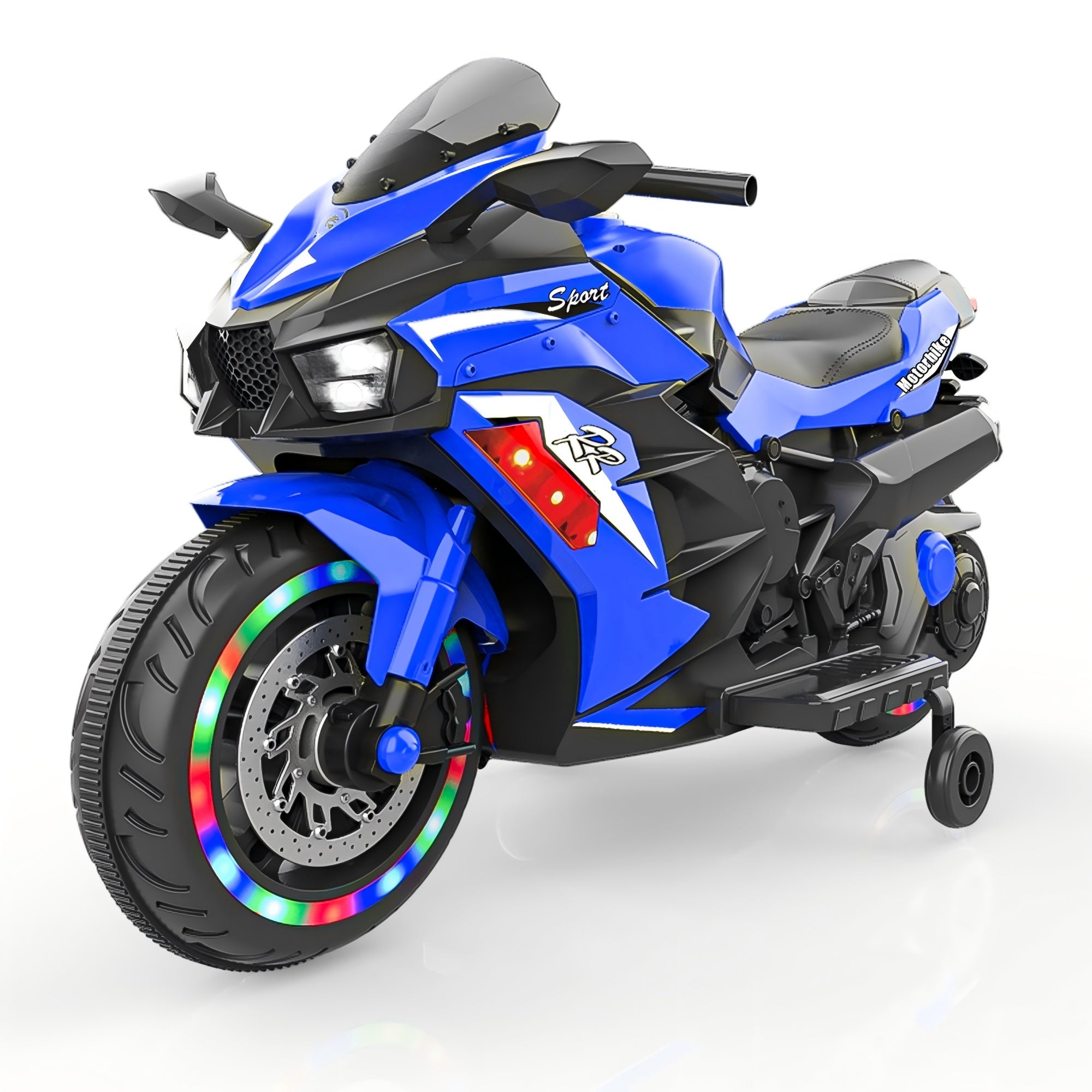 AJOOSOS 12V Electric Motorcycle for Kids 3-11 Years Old, 4 MPH Max Speed, LED Lights, Bluetooth Music, Battery Powered