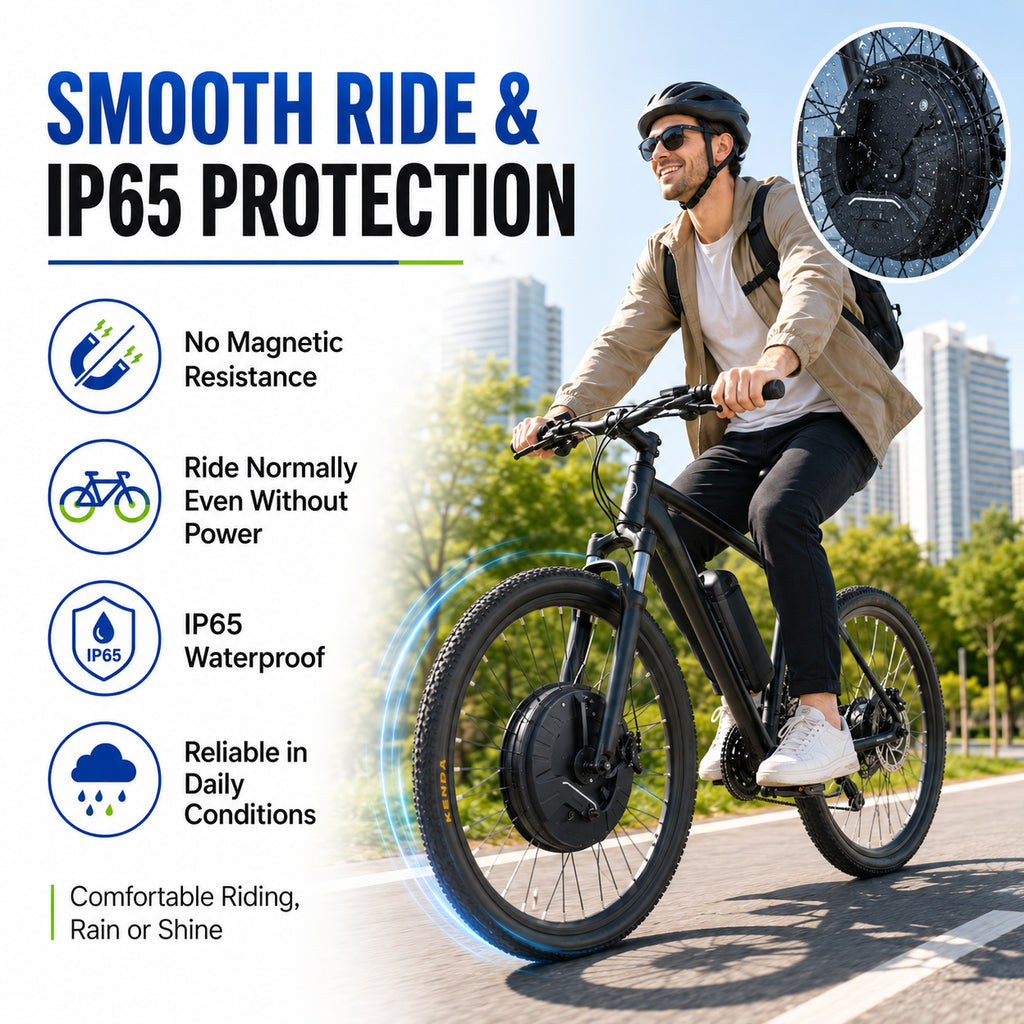 iMortor 3 Complete Electric Bike Conversion Kit with Battery, 350W Motor Power, 26" Front Motor Wheel with Tire, Ebike Kit, 25 mph Speed, 32 Miles Long Range, LCD Connection Version