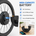 iMortor 3 Complete Electric Bike Conversion Kit with Battery, 350W Motor Power, 26" Front Motor Wheel with Tire, Ebike Kit, 25 mph Speed, 32 Miles Long Range, LCD Connection Version