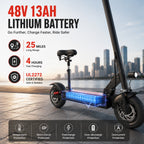 AJOOSOS X48 Electric Scooter with Seat, 48V 1000W Motor Power, 35 mph Max Speed, Foldable