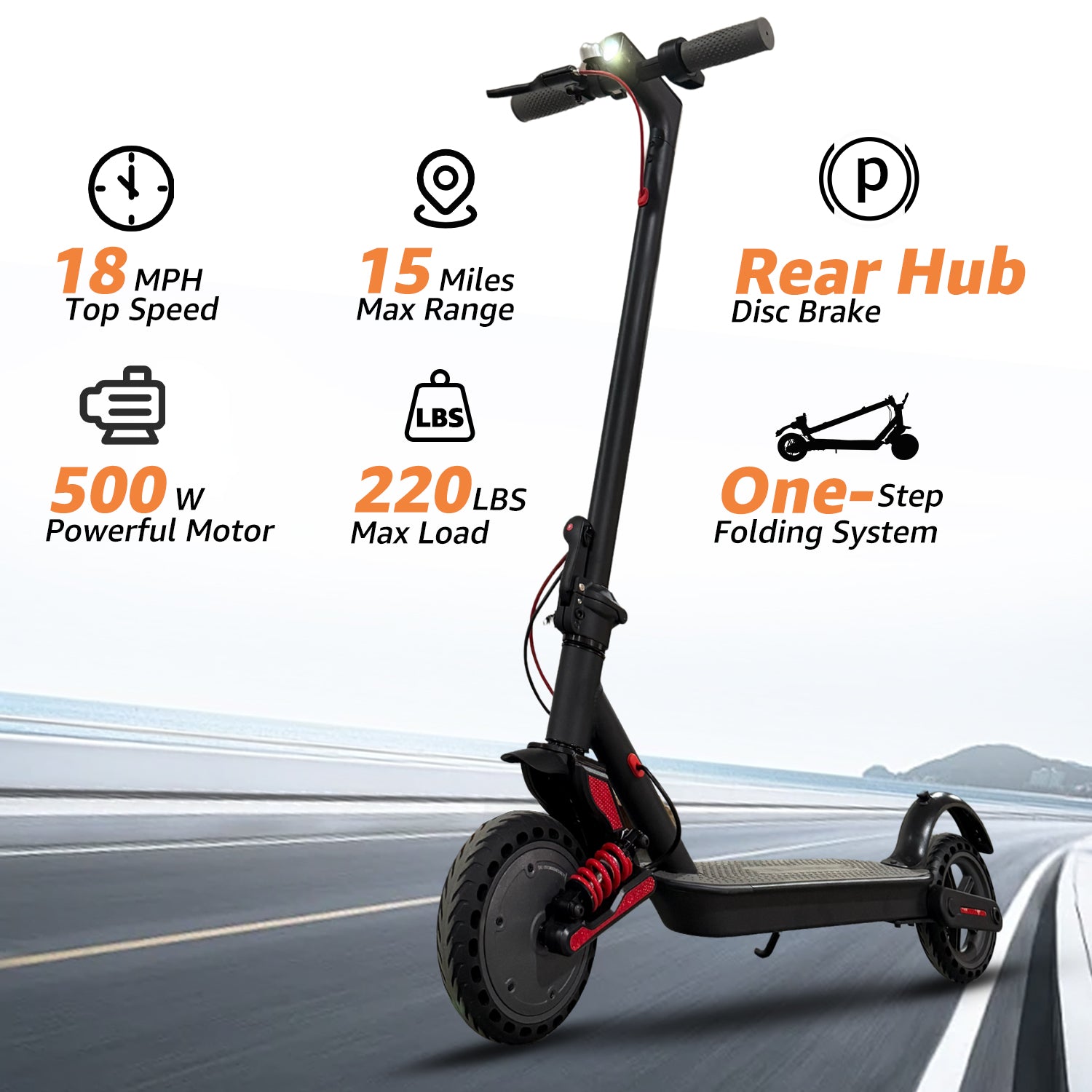 AJOOSOS X2 Electric Scooter for Adults, 36V 500W Motor, 18 MPH Max Speed, 15 Miles Range, Foldable Secondary image