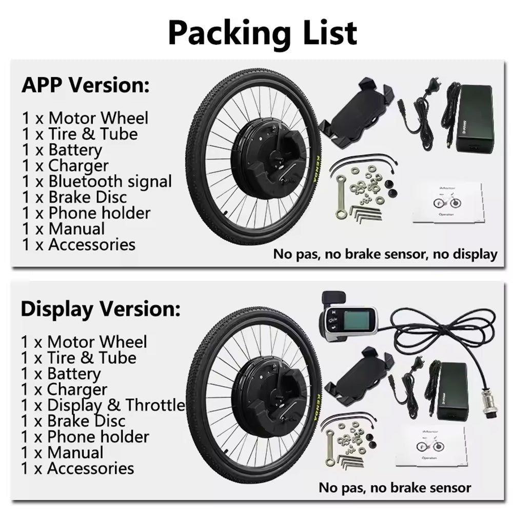 iMortor 3 Complete Electric Bike Conversion Kit with Battery, 350W Motor Power, 26" Front Motor Wheel with Tire, Ebike Kit, 25 mph Speed, 32 Miles Long Range, LCD Connection Version