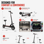 AJOOSOS X48 Electric Scooter with Seat, 48V 1000W Motor Power, 35 mph Max Speed, Foldable